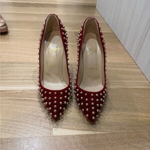 Christian Louboutin Red Studded Women's Shoes